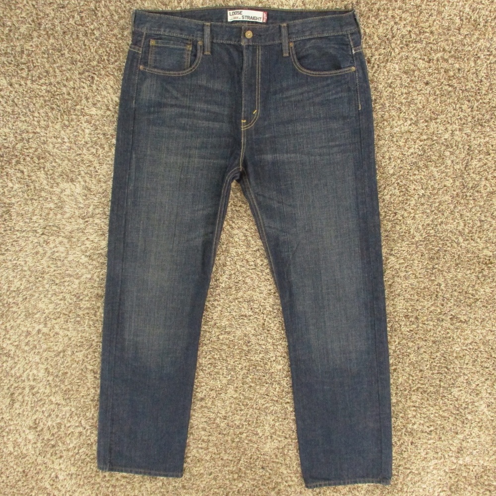 Levi's Jeans Men's 39x36‎ Dark Wash 569 Loose Straight Fit Baggy Denim